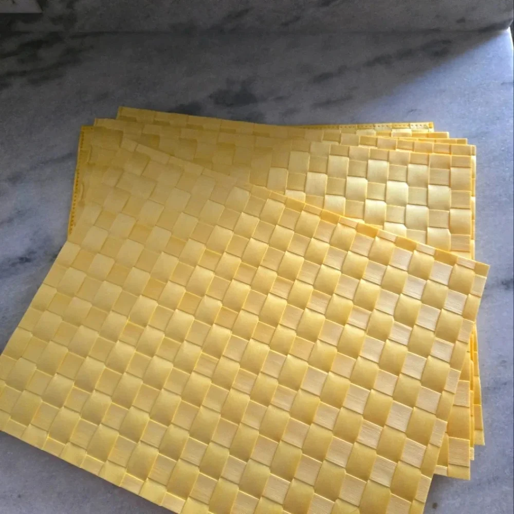 Woven Yellow Placemats Set – Textured Basket Weave Table Mats
